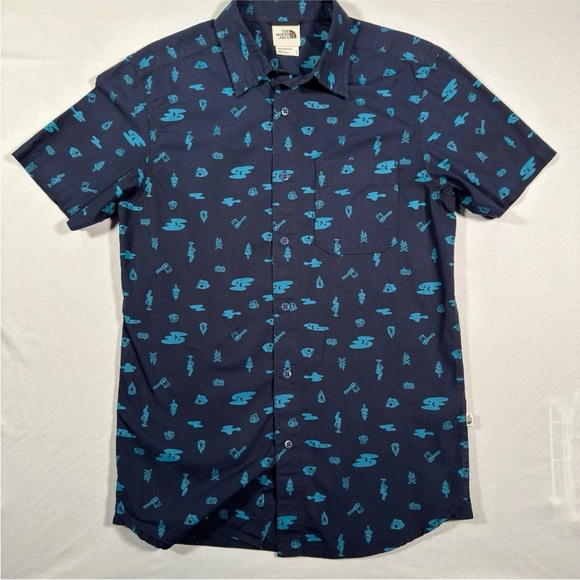 The North Face Other - The North Face Blue Shirt with Light Blue Camping Patterns
